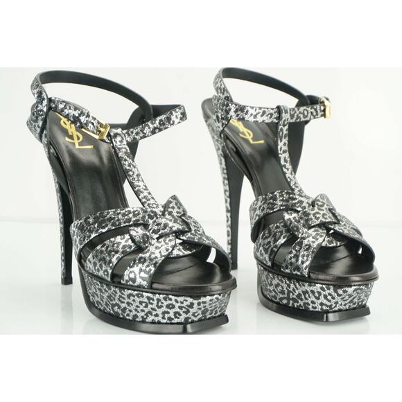 Saint Laurent Leopard Spotted Tribute T strap Platform Sandal SZ 40 10 New $995 - Picture 2 of 11